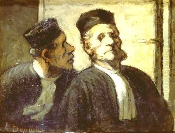 The two Attorneys Oil Painting by Honore Daumier