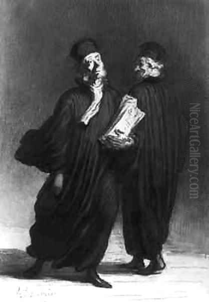 Two Lawyers Oil Painting by Honore Daumier