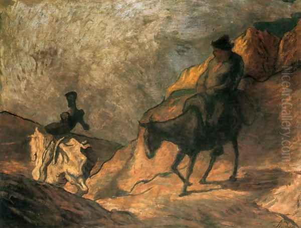 Don Quixote and Sancho Panza 3 Oil Painting by Honore Daumier