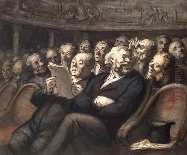 Intermission at the Comedie Francaise Oil Painting by Honore Daumier