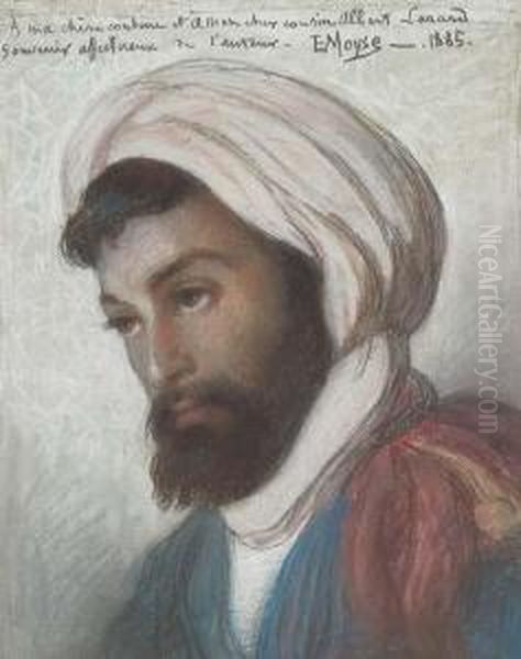 Portrait Of An Algerian Jew Oil Painting by Edouard Moyse