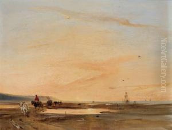 Am Strand Bei Grouville Oil Painting by Charles Louis Mozin