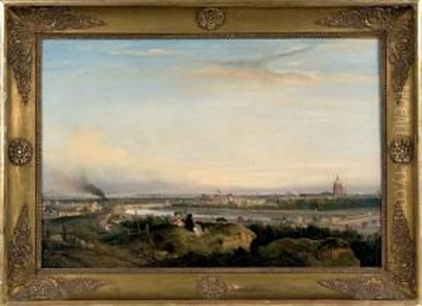 Vue De Paris Prise Des Hauteurs De Chaillot Oil Painting by Charles Louis Mozin