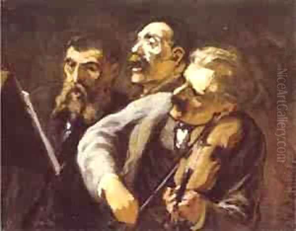 Three Amateur Musicians 1864-65 Oil Painting by Honore Daumier