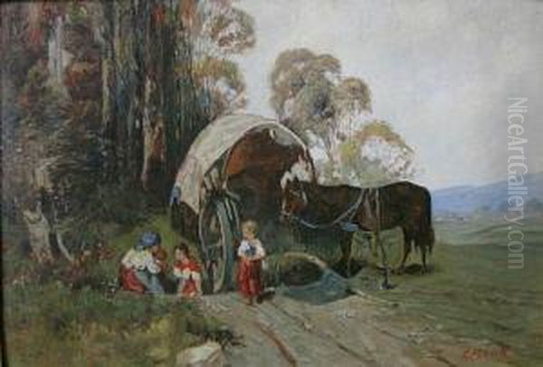 Tabor Oil Painting by Frantisek Mrazek