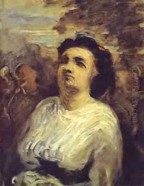 Bust Of A Woman 1850-55 Oil Painting by Honore Daumier