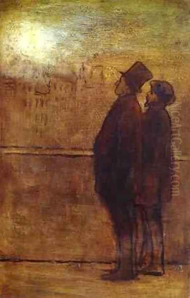 The Nocturnal Travellers 1842-47 Oil Painting by Honore Daumier