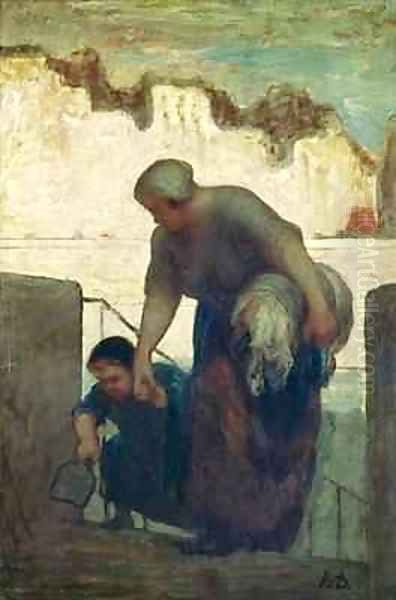 The Washerwoman 2 Oil Painting by Honore Daumier