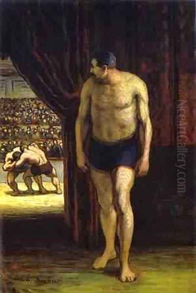 The Wrestler 1852-53 Oil Painting by Honore Daumier