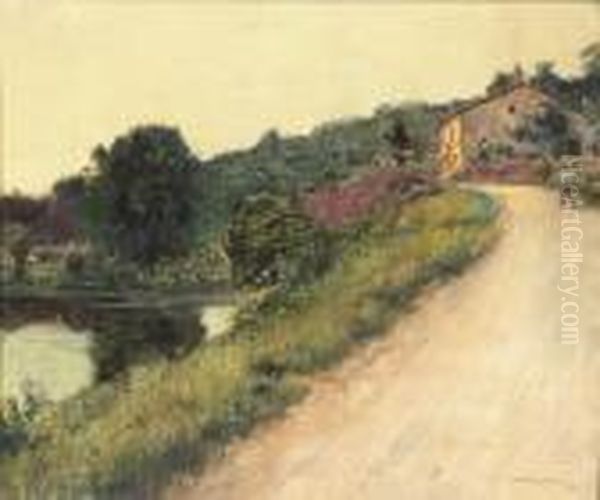 A Quiet Country Road Oil Painting by Jules Alexis Muenier