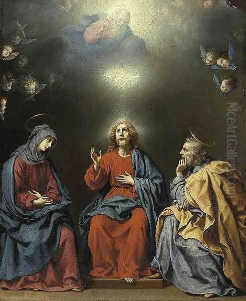 The Holy Family with God the Father and the Holy Spirit c. 1630 Oil Painting by Carlo Dolci