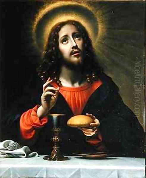 Christ Blessing the Sacraments Oil Painting by Carlo Dolci