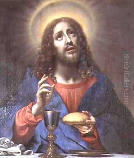 Christ Blessing Bread Oil Painting by Carlo Dolci