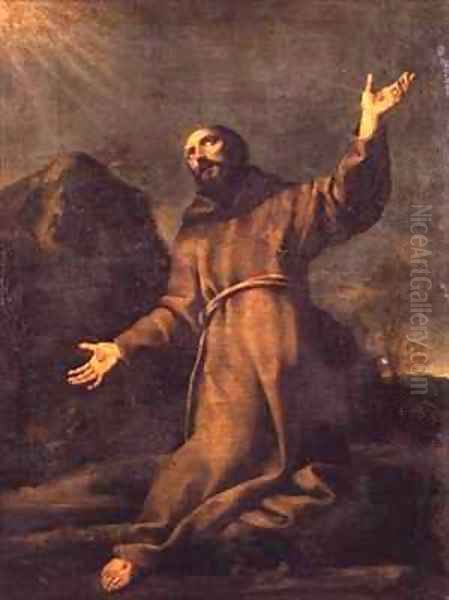 St Francis Receiving the Stigmata Oil Painting by Carlo Dolci