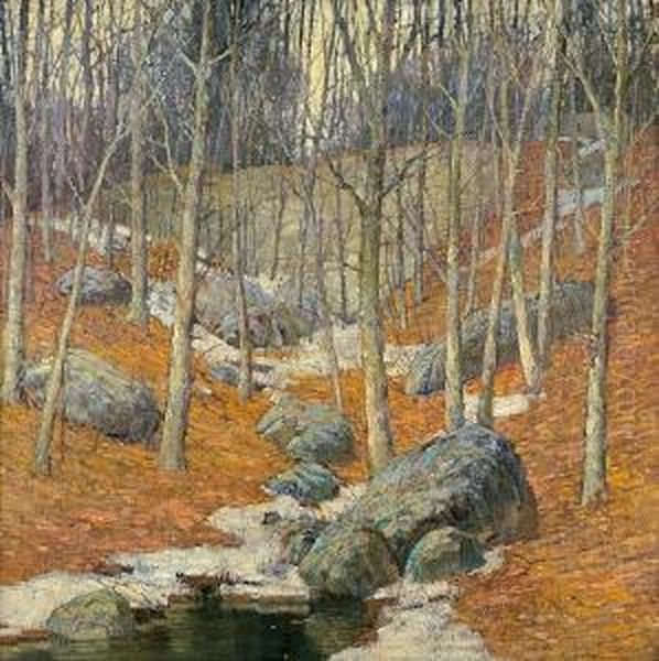 Winter Near Gloucester, Massachusetts Oil Painting by Frederick John Mulhaupt