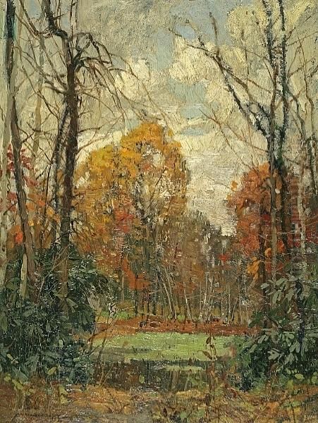 Pool In The Woods Oil Painting by Frederick John Mulhaupt