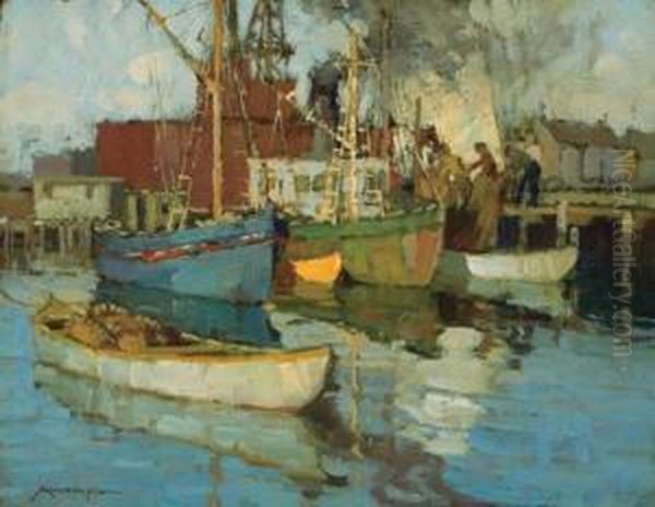 ''harbor Life'' Oil Painting by Frederick John Mulhaupt