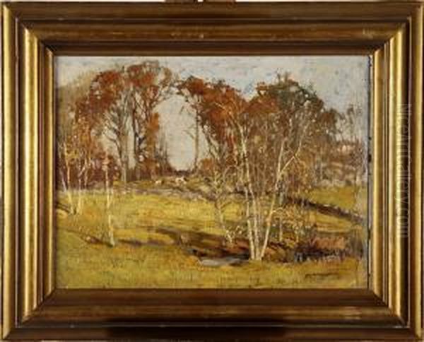 Autumn Landscapewith Birches Oil Painting by Frederick John Mulhaupt