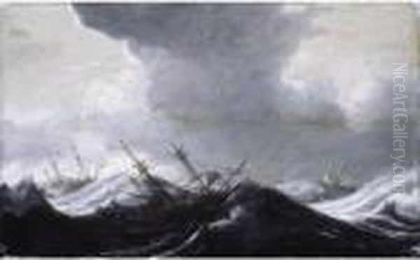 Dutch Shipping In Heavy Seas Oil Painting by Pieter the Younger Mulier