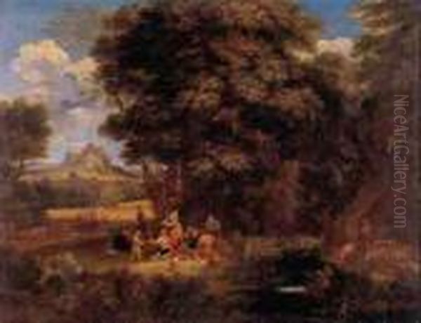 Pastoral Landscape With Shepherds Picnicking Oil Painting by Pieter the Younger Mulier