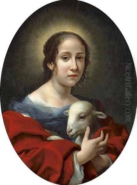 The artist's wife, Teresa Bucherelli, as Saint Agnes Oil Painting by Carlo Dolci