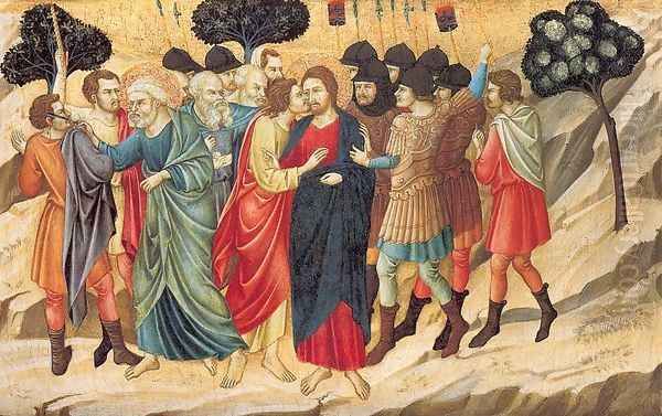 The Betrayal of Judas and the Arrest of Christ 1325 Oil Painting by Ugolino Di Nerio (Da Siena)