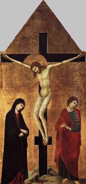 Crucifixion with the Virgin and St John the Evangelist Oil Painting by Ugolino Di Nerio (Da Siena)