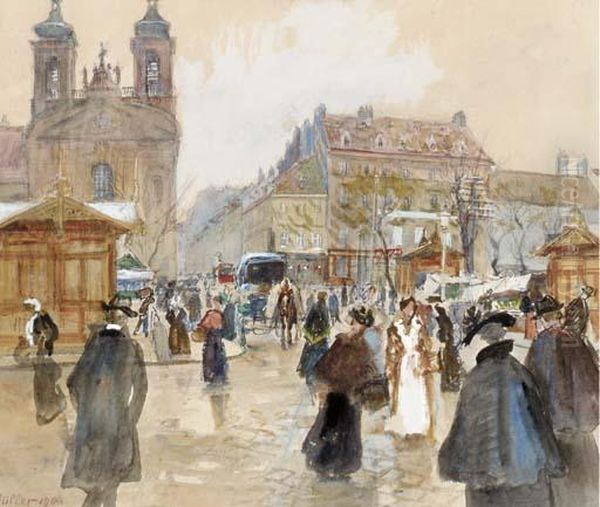 Der Michaelerplatz In Wien Oil Painting by Carl Muller