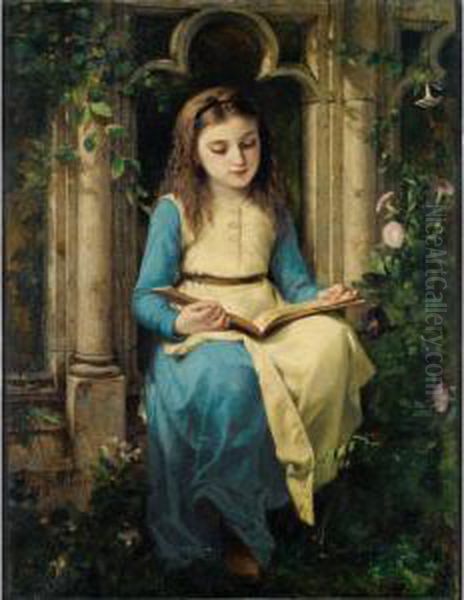 Jeune Fille Lisant Oil Painting by Charles-Louis Mutler