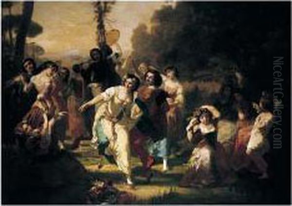 La Ronde Du Mai Oil Painting by Charles-Louis Mutler