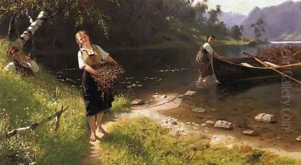 Returning from a Day's Outing Oil Painting by Hans Dahl