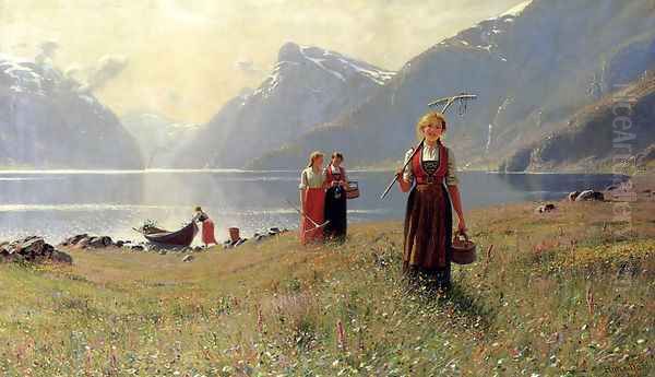 A Summer's Day Oil Painting by Hans Dahl