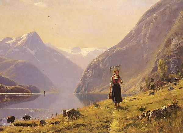 By The FJord Oil Painting by Hans Dahl