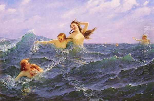 The Daughters Of Ran Oil Painting by Hans Dahl