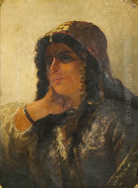 An Exotic Beauty Oil Painting by Leopold Carl Muller