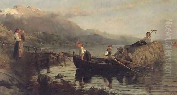 Returning from Harvesting Oil Painting by Hans Dahl