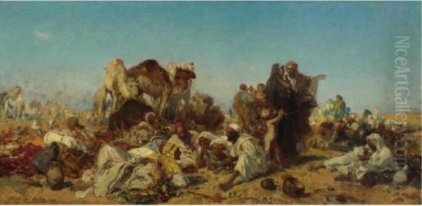 The Bedouin Encampment Oil Painting by Leopold Carl Muller