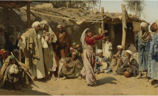 An Almee's Admirers (egyptische Tanzerin) Oil Painting by Leopold Carl Muller