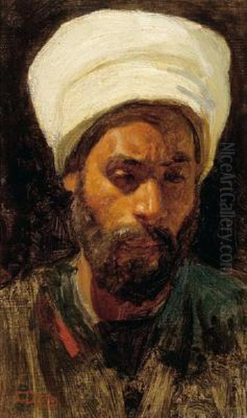 An Arab Oil Painting by Leopold Carl Muller