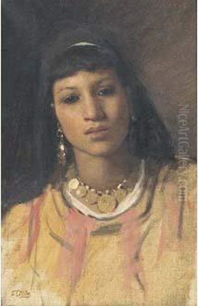 Jeune Orientale Au Collier Oil Painting by Leopold Carl Muller