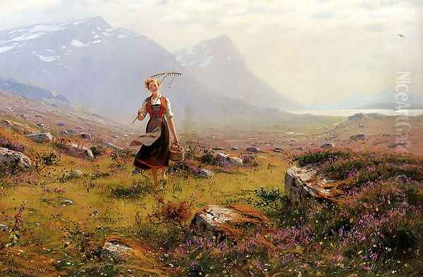 Returning From The Fields Oil Painting by Hans Dahl