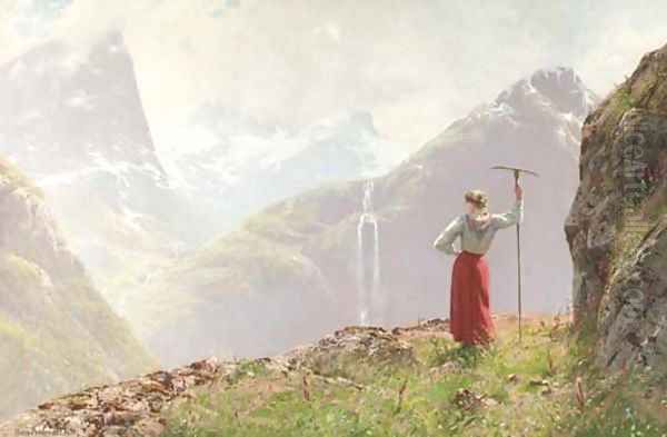 Admiring the View Oil Painting by Hans Dahl