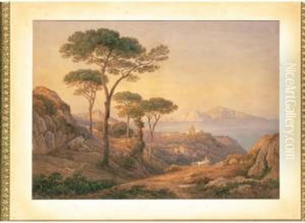 Veduta Di Capri Da Punta Campanella Oil Painting by Rudolf Muller