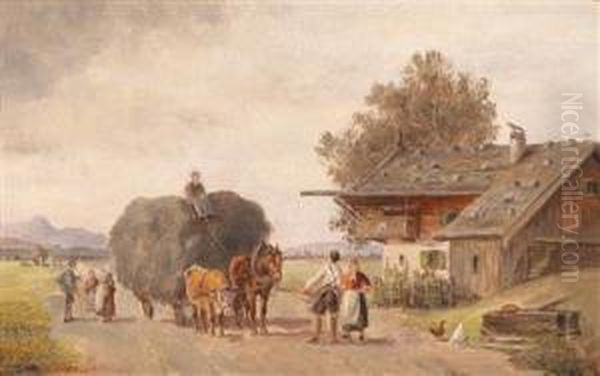 Begegnung Auf Der Landstrase Oil Painting by Ludwig Muller-Cornelius