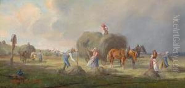 Heuernte Oil Painting by Ludwig Muller-Cornelius