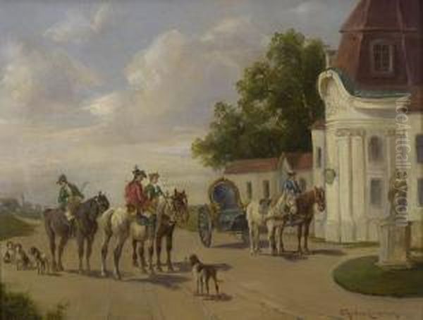 Aufbruch Zur Jagd. Oil Painting by Ludwig Muller-Cornelius