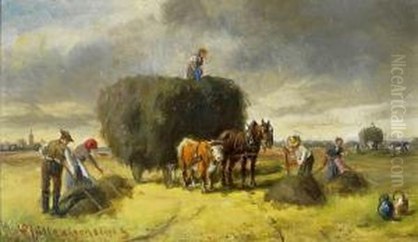 Bauern Bei Der Heuernte Oil Painting by Ludwig Muller-Cornelius