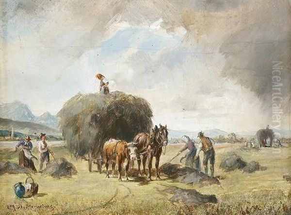 Die Heuernte. Oil Painting by Ludwig Muller-Cornelius