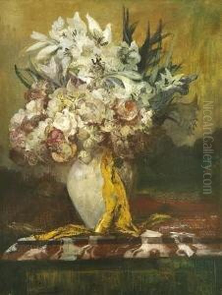 Blumenstillleben. Oil Painting by Anton Muller-Wischin