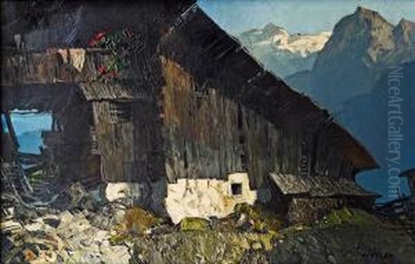 Berghof Oil Painting by Oskar Mulley